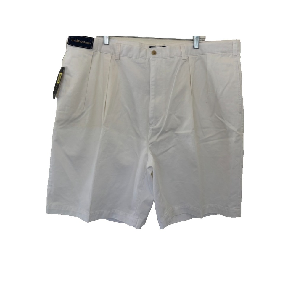Polo Ralph Lauren Big Tyler Short 46 White Pleat Preppy Ivy Dadcore Resort *READ